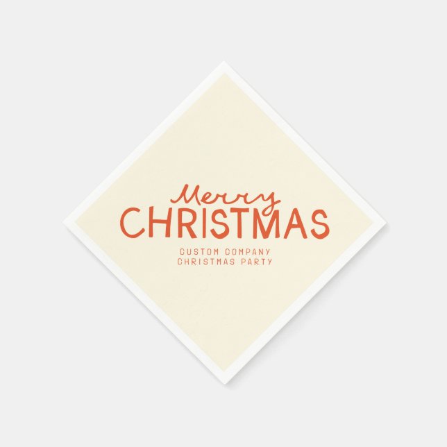 Trendy Handgeschriebener froher Weihnachtstext Serviette (Ecke)