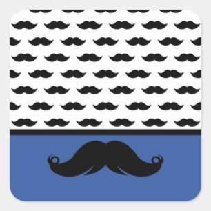 Trendy Handlebar Mustache Mustache Stache Quadratischer Aufkleber