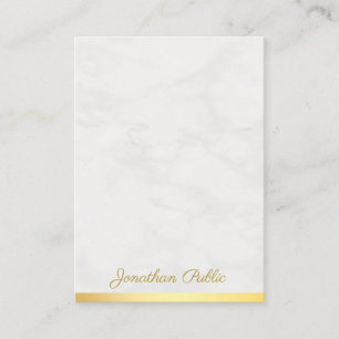Trendy Handschrift Name Gold und Marmor Luxuriöse Visitenkarte