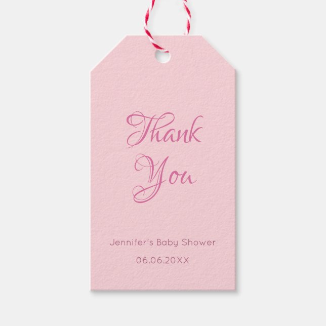 Trendy Handwriting Danke Text Blush Pink Geschenkanhänger (Vorderseite)