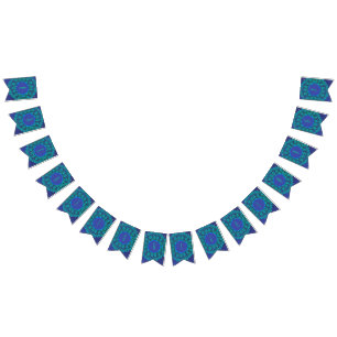 TRENDY HAPPY BIRTHDAY PEACOCK FEATHER BLAUE GREEN WIMPELKETTE