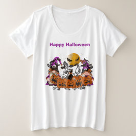 Trendy Happy Halloween Gnome Große Größe T-Shirt