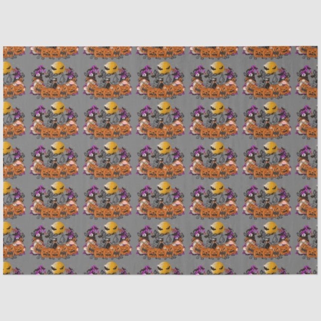 Trendy Happy Halloween Gray Gnome Seidenpapier (Vorderseite)
