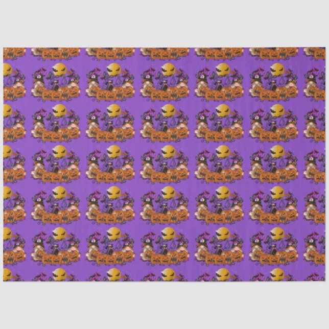 Trendy Happy Halloween Lila Gnome Seidenpapier (Vorderseite)