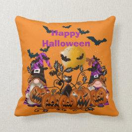 Trendy Happy Halloween Orange Gnome Baumwolle 16"X Kissen