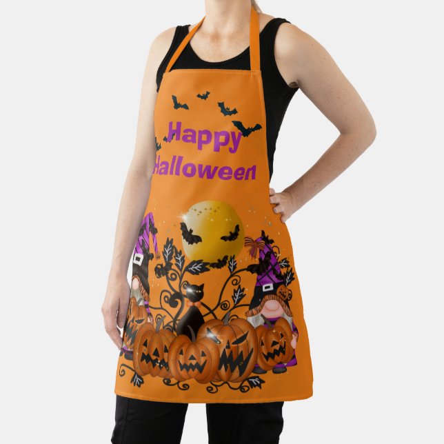 Trendy Happy Halloween Orange Gnome Schürze (InSitu)