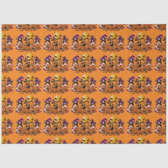 Trendy Happy Halloween Orange Gnome Seidenpapier (Vorderseite)