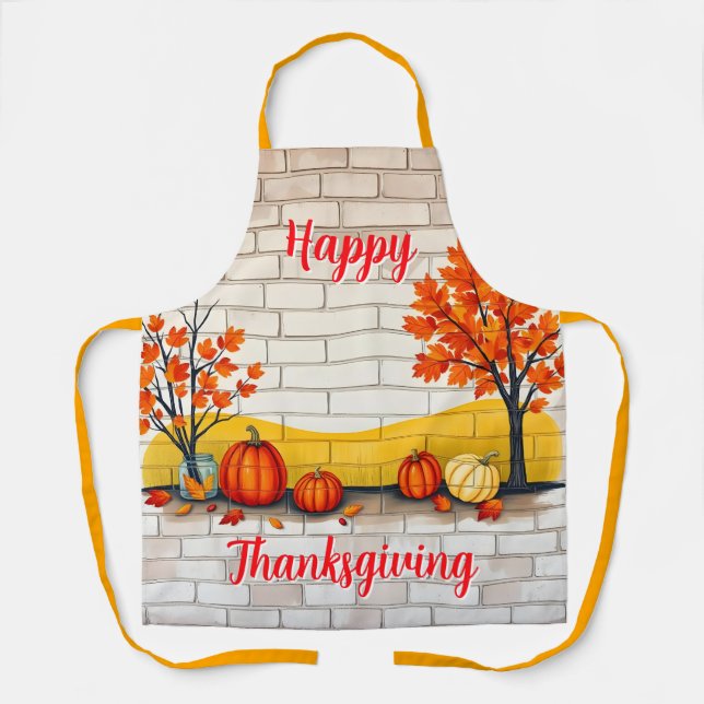 Trendy Happy Thanksgiving Beautiful Fall Schürze (Vorderseite)