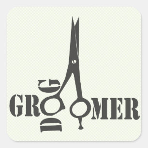 Trendy Haustier-Stylist-Tiersalon-Pflegen Quadratischer Aufkleber
