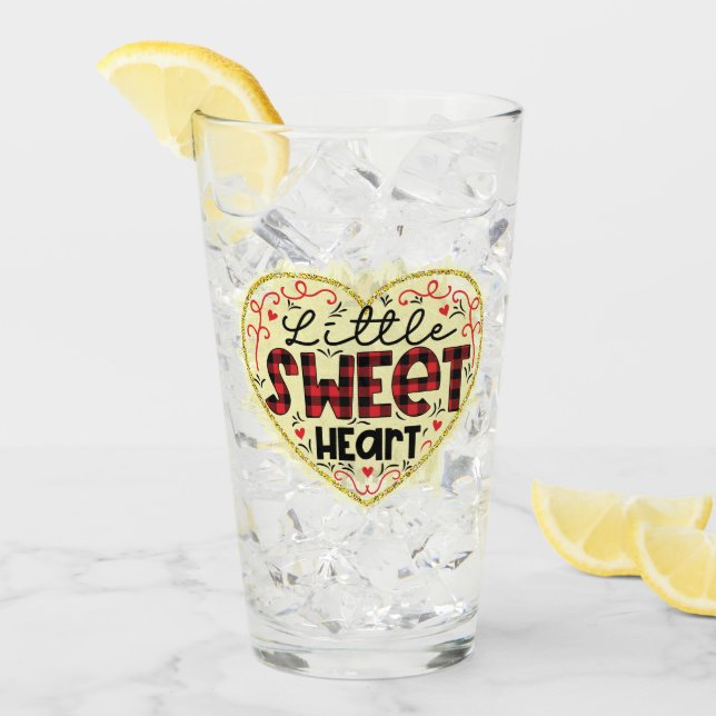 Trendy Heart Glitzer Valentinstag Glas (Vorderseite Ice)