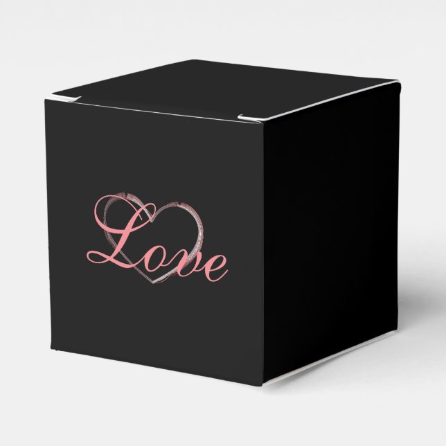 Trendy Heart Gray Calligraphy Liebe Wedding Geschenkschachtel (Vorderseite)