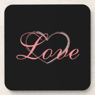 Trendy Heart Gray Calligraphy Liebe Wedding Getränkeuntersetzer