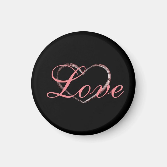Trendy Heart Gray Calligraphy Liebe Wedding Magnet (Vorne)