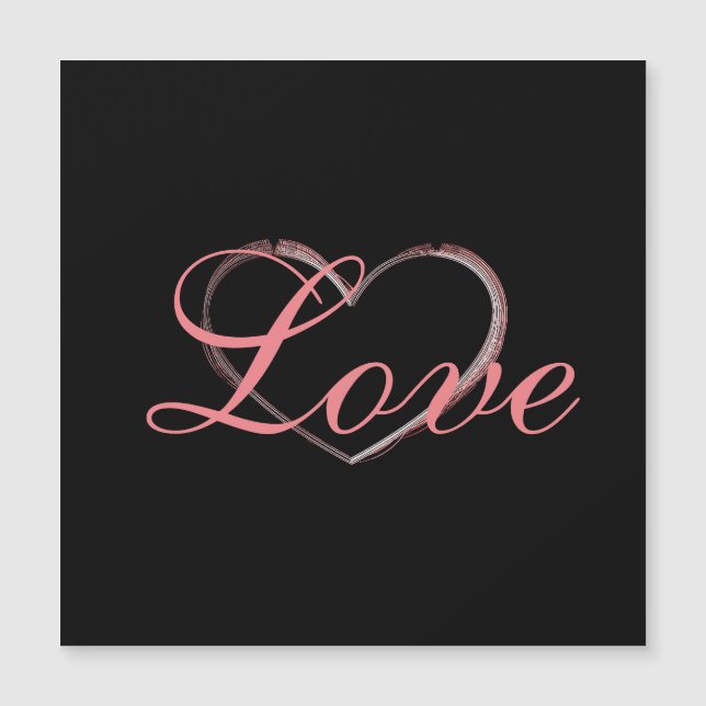 Trendy Heart Gray Calligraphy Liebe Wedding Magnetkarte (Vorderseite)