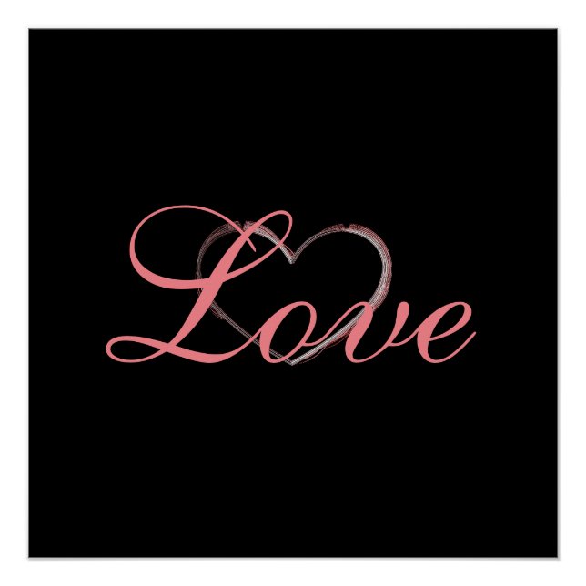 Trendy Heart Gray Calligraphy Liebe Wedding Poster (Vorderseite)