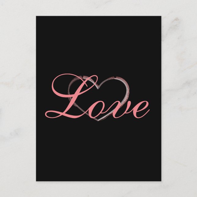 Trendy Heart Gray Calligraphy Liebe Wedding Postkarte (Vorderseite)