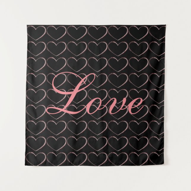 Trendy Heart Gray Calligraphy Liebe Wedding Wandteppich (Vorderseite)