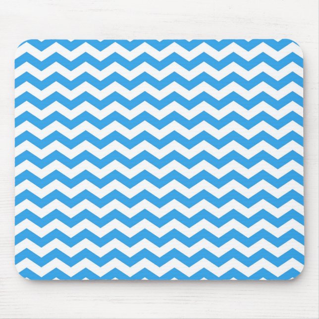 Trendy, hellblau Zickzack Zickzackstreifen. Mousepad (Vorne)