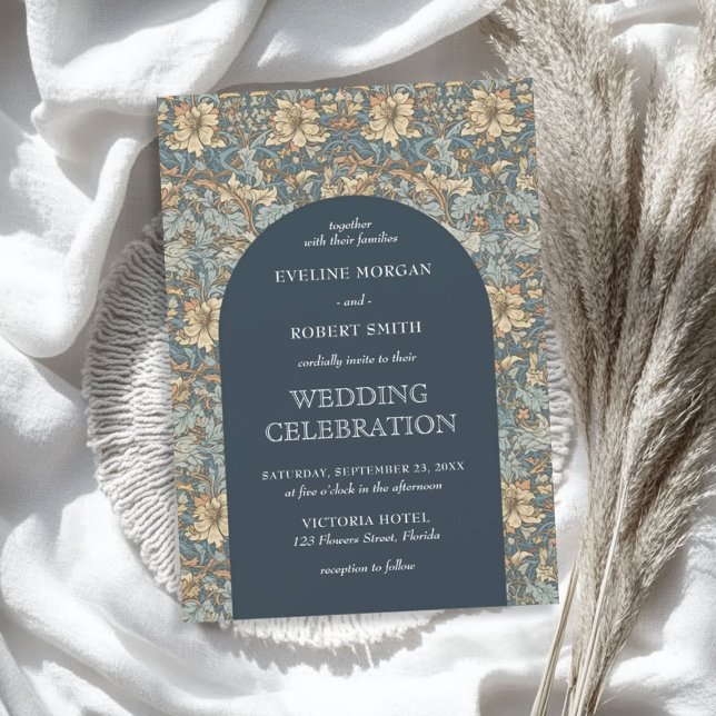 Trendy helle Pastellfarben florale Jugendstil Einladung (Trendy light pastel muted colors floral Nouveau Invitation)