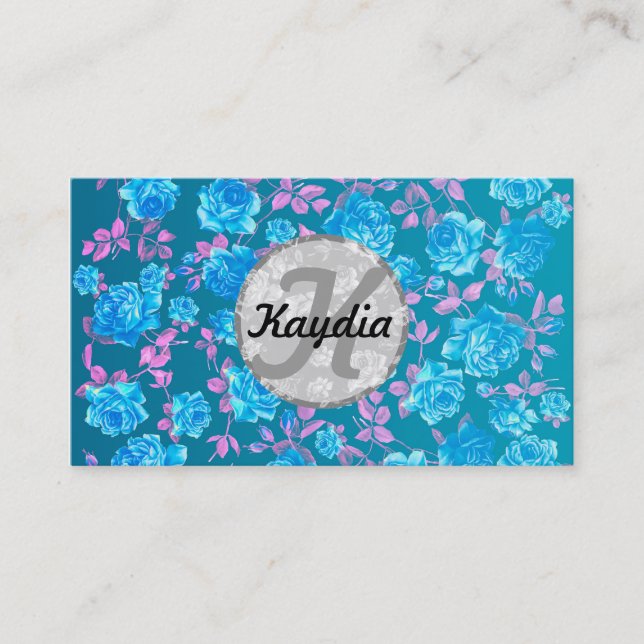 Trendy helles blaues aquamarines Vintages Visitenkarte (Vorderseite)