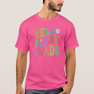 Trendy Hello First Grade Teacher Hallo 1. Gr Vint T-Shirt
