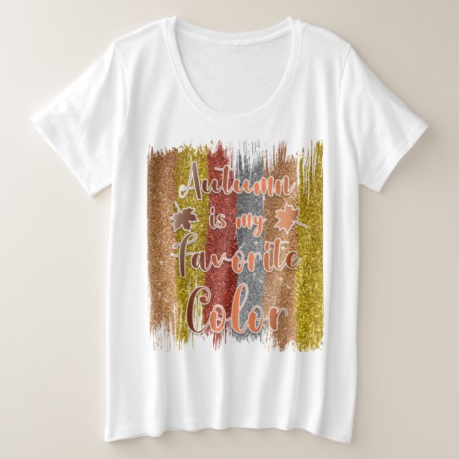 Trendy Herbst Glitzer Blätter Große Größe T-Shirt (Design vorne)