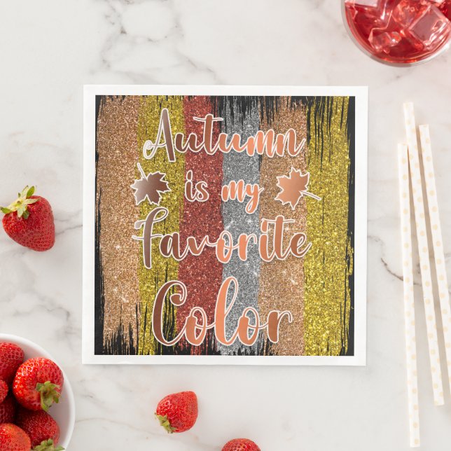Trendy Herbst Glitzer Blätter Serviette (Beispiel)