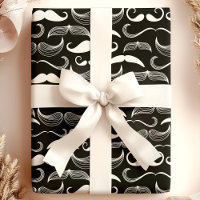 Trendy Hipster Black and White Mustache Muster