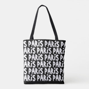 Trendy Hispter Paris Totbag Schwarz und Weiß Tasche