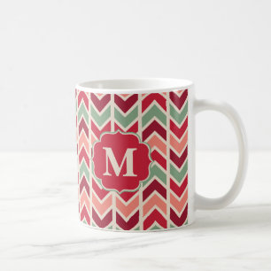Trendy Holiday Chevrons Muster mit Monogram Kaffeetasse