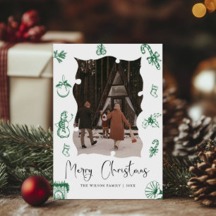 Trendy Holiday Modern Foto Weihnachtskarte Einladung