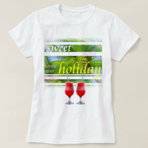 Trendy Holiday Palms Sky Weißes elegantes Template T-Shirt