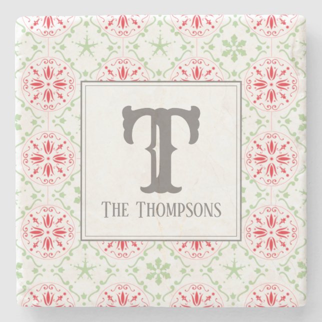 Trendy Holiday Snowflakes Rote Weihnachten Steinuntersetzer (Vorderseite)