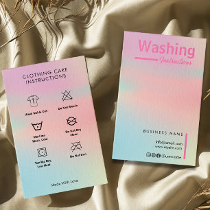 Trendy Hologram Washing Instructions T - Shirt Car Visitenkarte