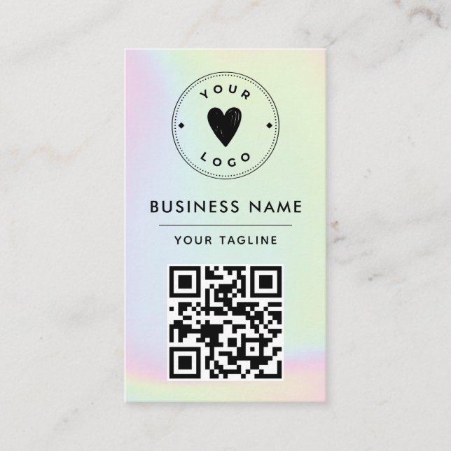 Trendy Holographic Add Your Logo & QR Code Vibrany Visitenkarte (Vorderseite)