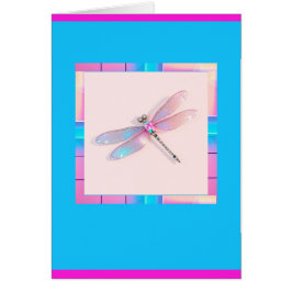 Trendy Holographic Dragonfly Greeting Card - Blue