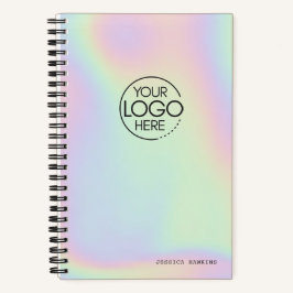 Trendy Holographic Iridescent Modern Logo Notizbuch