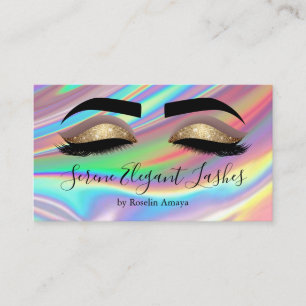 Trendy Holographic Lash Tech Makeup Artist Visitenkarte