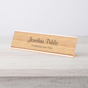 Trendy Holzaussehen Elegante handgeschriebene Vorl Schreibtischnamensplakette