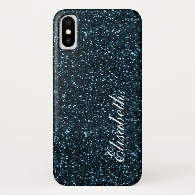 Trendy Hot Darkblue bedruckter Glitzer personalisi Case-Mate iPhone Hülle (Rückseite)