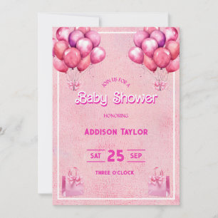 Trendy Hot Pink Barbiedoll Babydusche Einladung