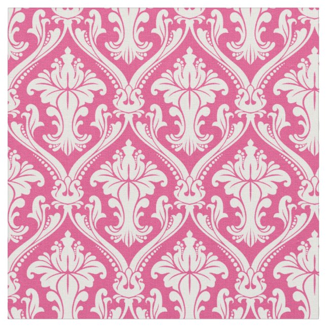 Trendy Hot Pink Baroque Damask Muster Stoff (Nahaufnahme)