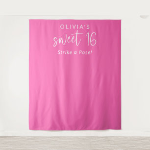Trendy Hot Pink Name Sweet 16 Party Hintergrund Wandteppich