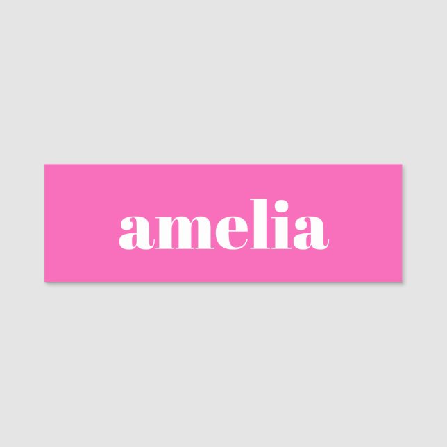 Trendy Hot Pink Namensschild (Vorderseite)