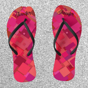 Trendy Hot Pink Retro Muster Flip Flops