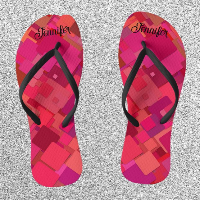 Trendy Hot Pink Retro Muster Flip Flops (Von Creator hochgeladen)