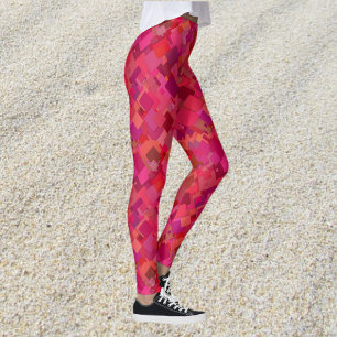 Trendy Hot Pink Retro Muster Leggings