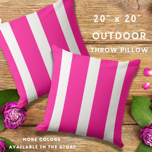 Trendy Hot Pink und White Cabana Streifen Kissen