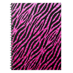 Trendy Hot Pink Zebra Print Glitz Glitter Sparkles Notizblock