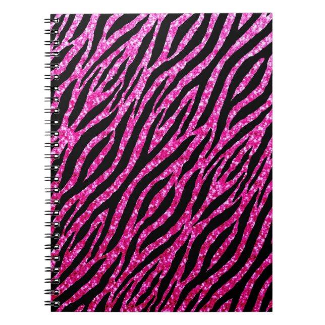 Trendy Hot Pink Zebra Print Glitz Glitter Sparkles Notizblock (Vorderseite)